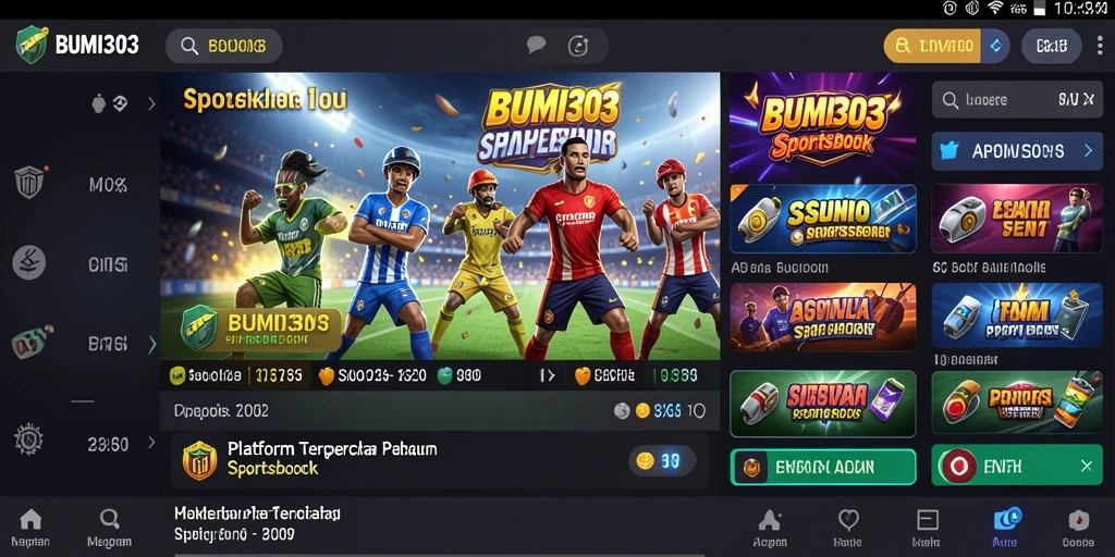 Tampilan gameplay interaktif BUMI303 untuk taruhan olahraga.
