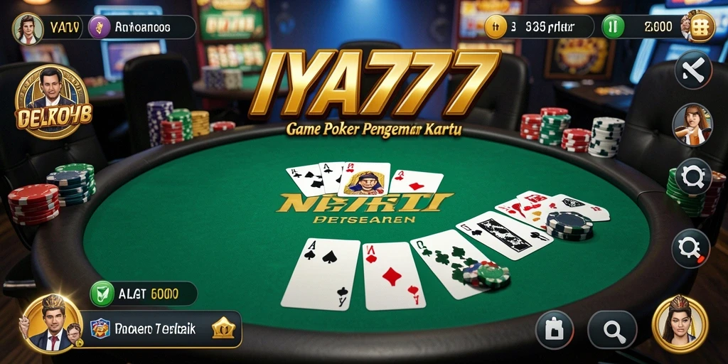Screenshot gameplay IYA777 menunjukkan suasana poker yang mendebarkan.