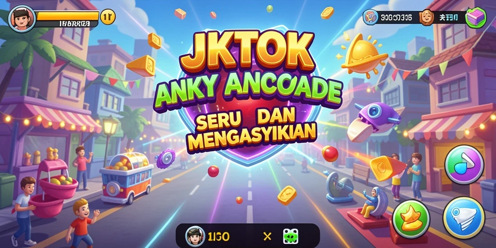 Tampilan gameplay JKTOK dengan grafik warna-warni yang menarik.