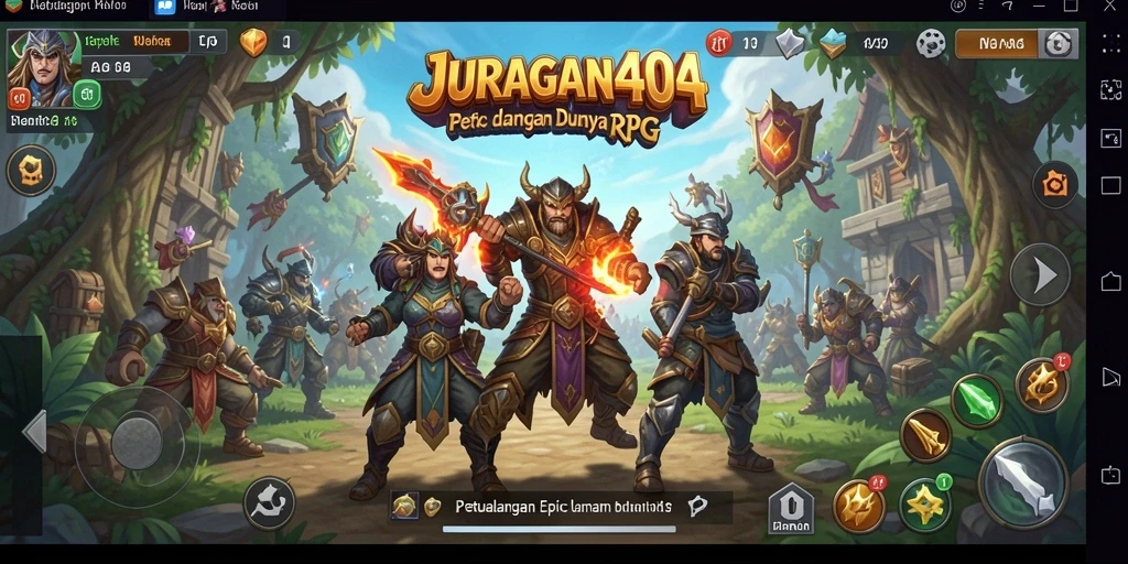 Tampilan gameplay JURAGAN404 saat melawan monster di dunia RPG.