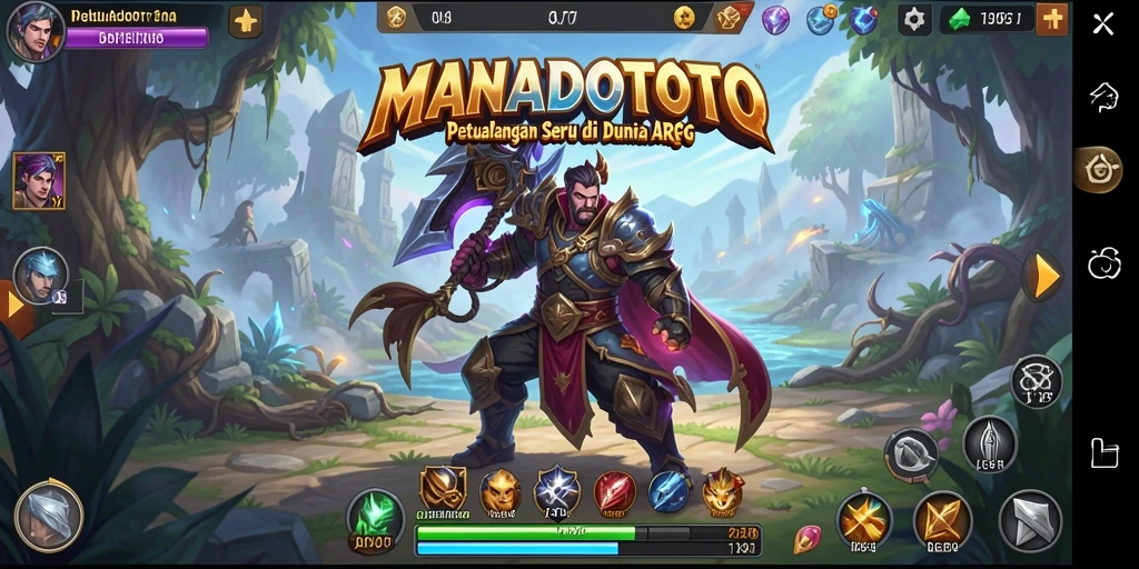 Screenshot dari permainan MANADOTOTO yang menampilkan aksi bertarung karakter.