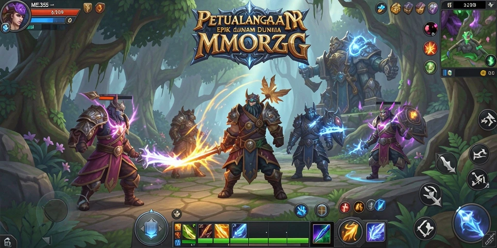 Tampilan gameplay ME355 yang epik dan mendebarkan dalam dunia MMORPG.