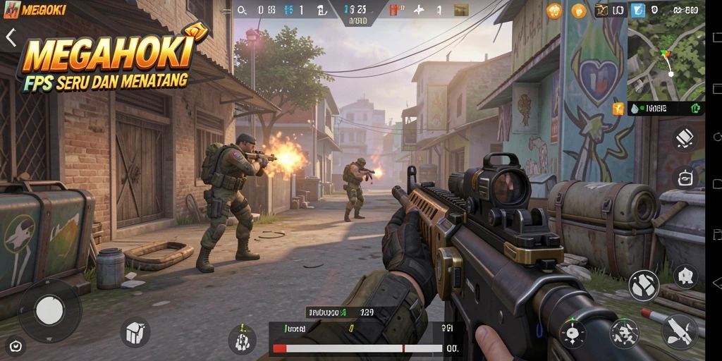 Tangkapan layar gameplay MEGAHOKI yang menegangkan dan penuh aksi.