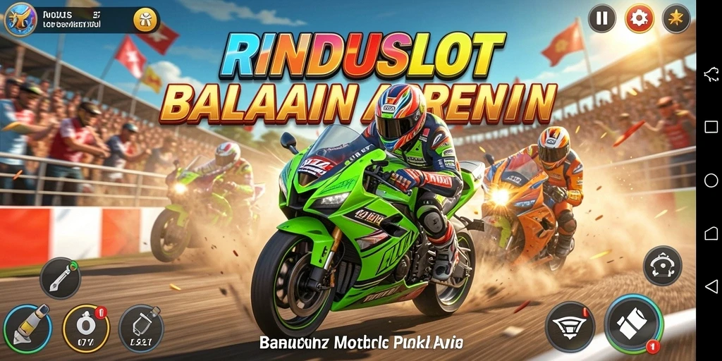Gameplay mendebarkan dari RINDUSLOT saat balapan motor.