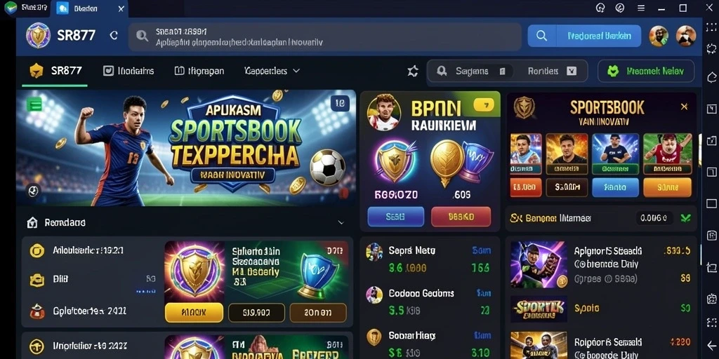 Screenshot utama SR877 menampilkan tampilan dinamis dari aplikasi Sportsbook.