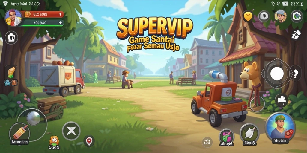 Tampilan gameplay SUPERVIP yang menarik dan penuh warna.