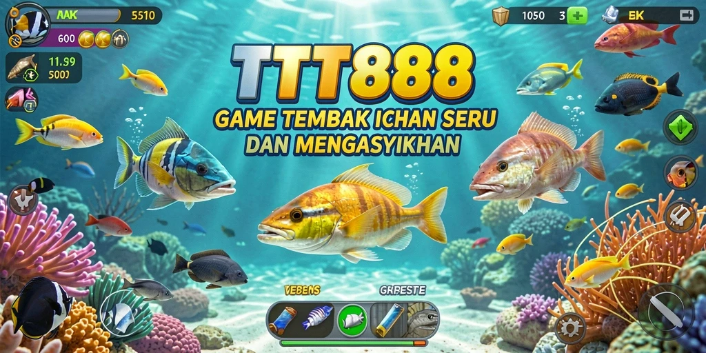 Screenshot gameplay TTT888 menampilkan serunya menembak ikan.