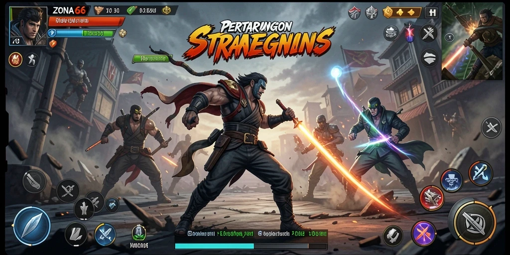 Screenshot gameplay ZONA66 menampilkan aksi strategis yang mendebarkan.
